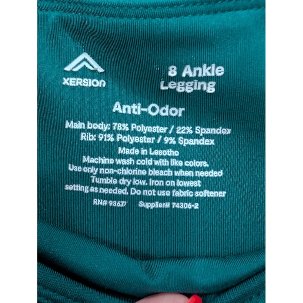 Xersion Womens Ankle Leggings Teal Green High Waist Ribbed Pockets Size 7/8 - Picture 3 of 9